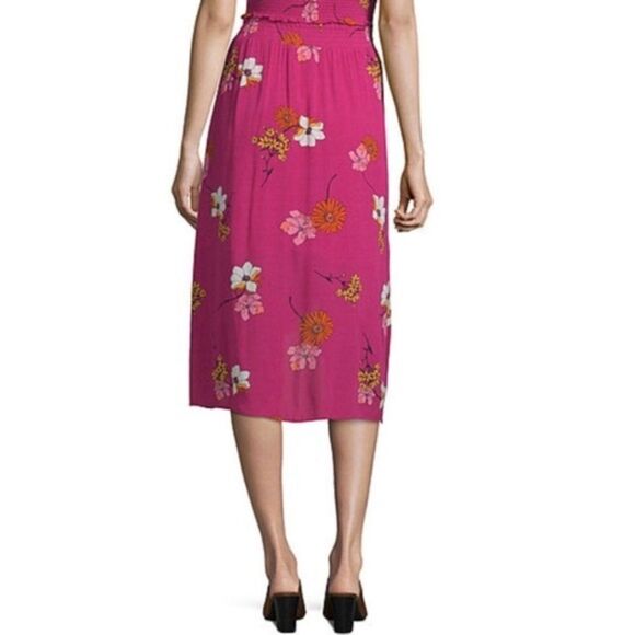 2/$30 a.n.a Pink Floral Print High Waisted Flowy Lightweight Midi Skirt 10 - Picture 3 of 13